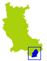 carte représentant la situation du canton de Bourg-Argental dans la Loire