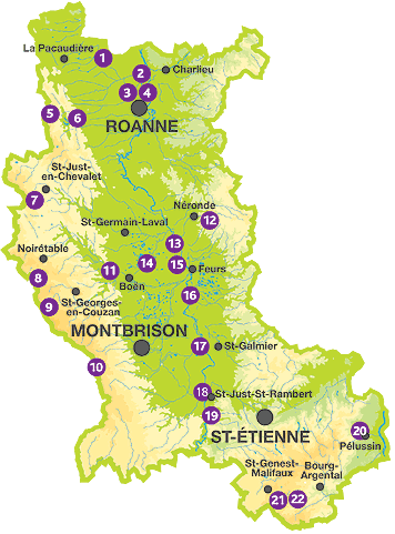 Carte des Espaces naturels de la Loire