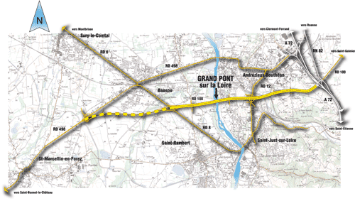 Déviation de la route départementale 3 498 et l'autoroute A 72