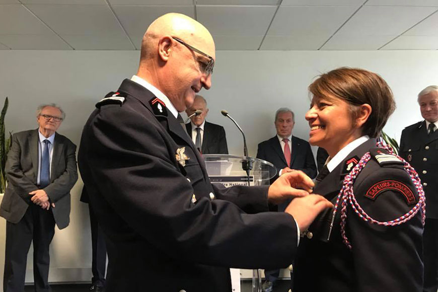 Florence Rabat, sapeur-pompier, décorée de la Légion d'honneur