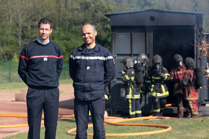 Formateurs. Le capitaine Philippe Robert, délégué départemental des JSP et le sergent-chef Mohamed Hamed, de la section d’Andrézieux-Bouthéon.