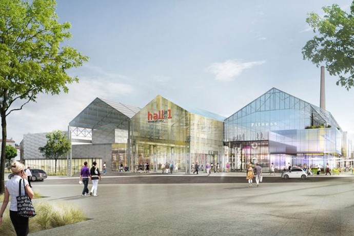 Le pôle de loisirs « Hall in one » comprendra notamment un complexe de cinéma, un supermarché, deux restaurants et des espaces dédiés au bien-être et aux loisirs.   © Duval Développement / Atelier Rivat / SUD Architectes