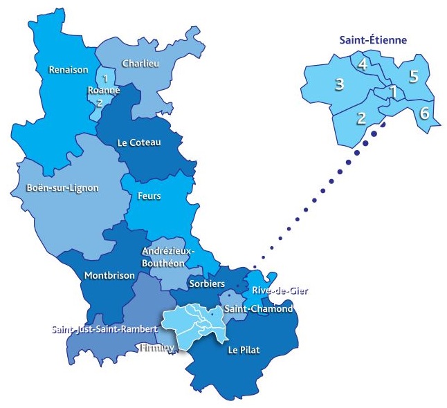 carte cantons loire