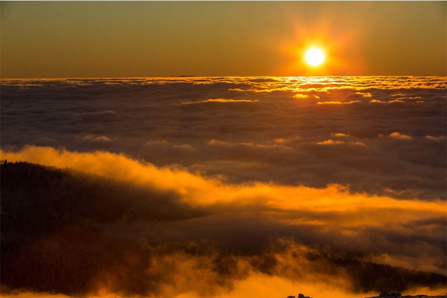 Mer de nuages sur fond enneigé