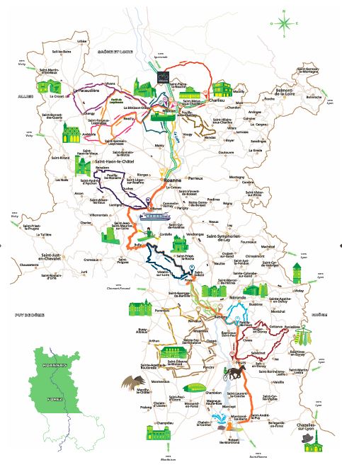 Carte touristique de la véloire et ses boucles cyclables