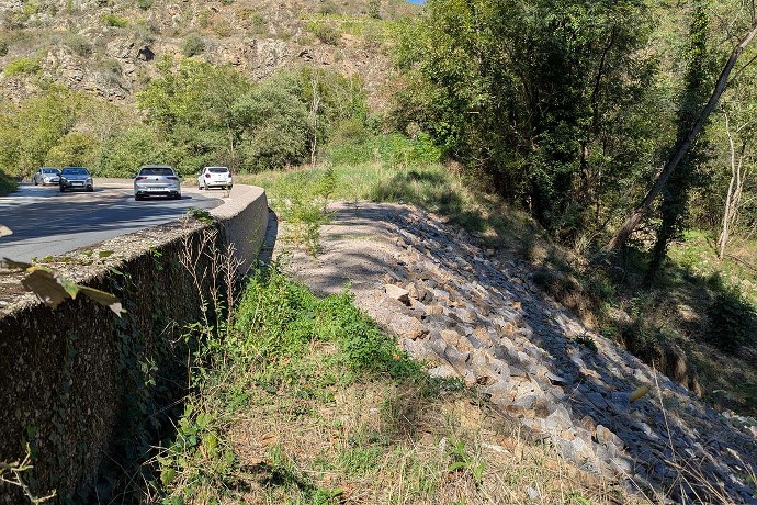 Talus sur la RD 503 (commune de Malleval) à l'automne 2025.