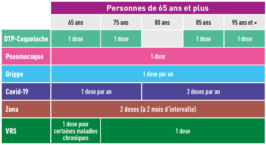 Calendrier de vaccination pur les 65 ans et plus